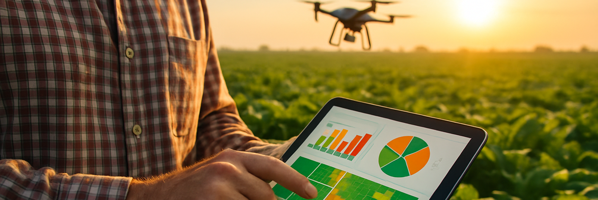 Campo agrícola com tecnologia